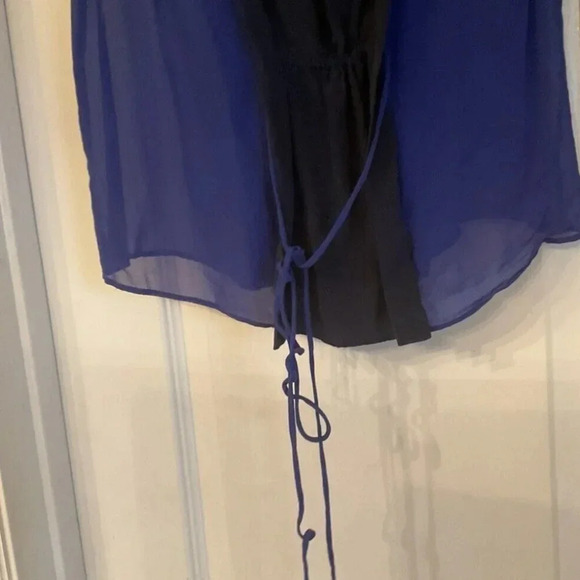 BCBG MAXAZRIA ROYAL BLUE COMBO LULA COLOR BLOCKED BLOUSE TOP SZ XXS - Picture 7 of 9
